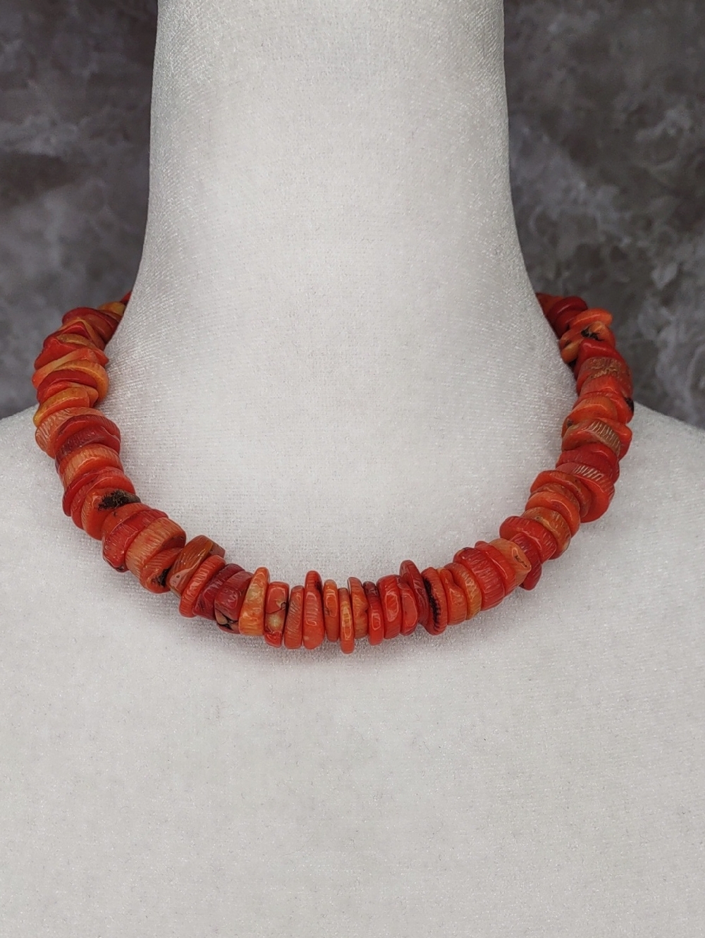 Artisan Crafted Orange Bamboo Coral Disk Necklace